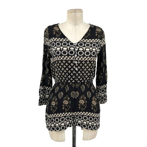 Raga The Remington Romper Black‎ Bohemian Print Size XS - Picture 2 of 10